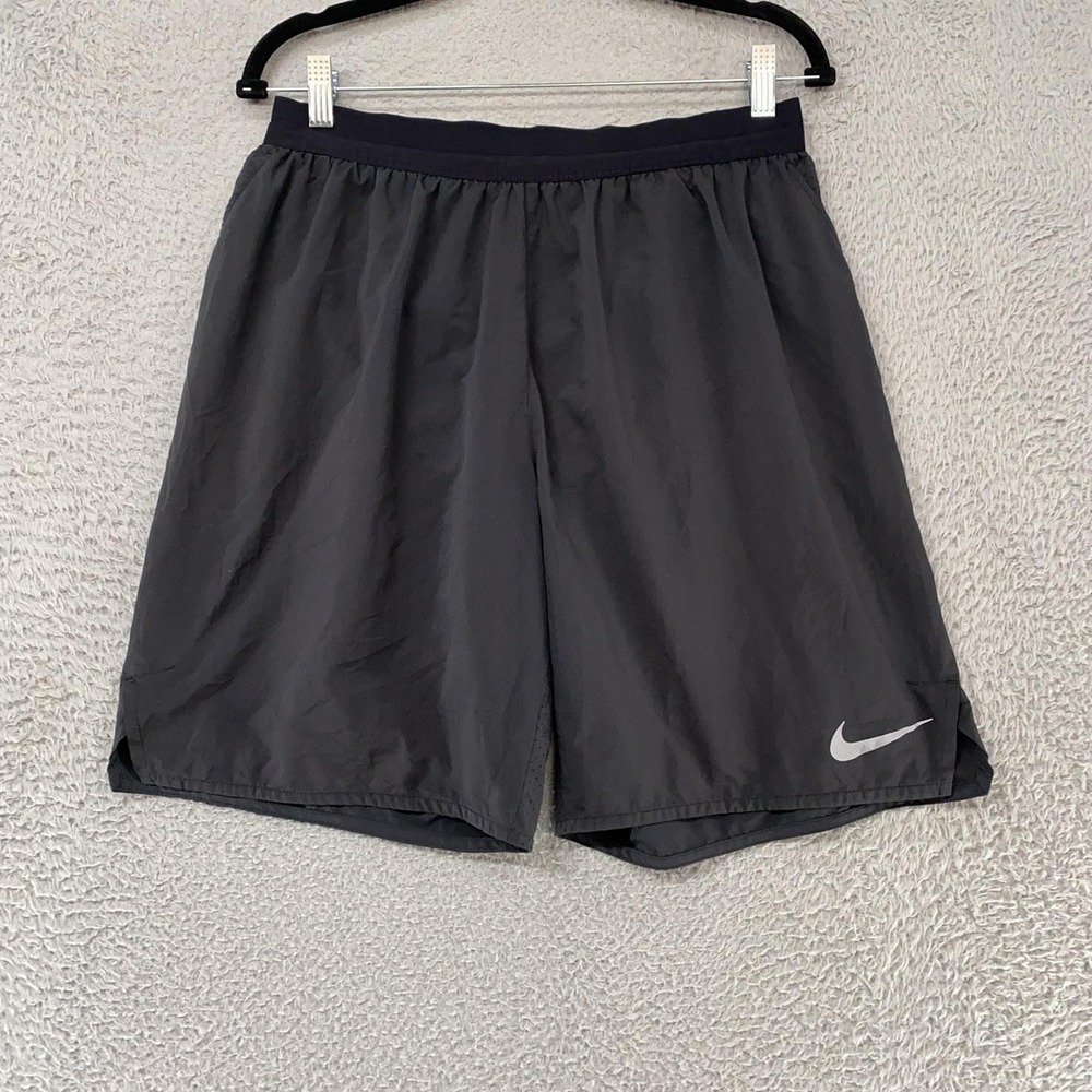 Nike Flex Stride Shorts Mens Large Running Gray Lined Reflective 9 Inch Gym